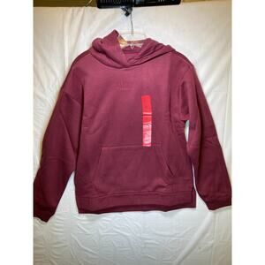 PUMA Women’s Fleece Pullover Hoodie with Kangaroo Pocket Red Burgundy Medium